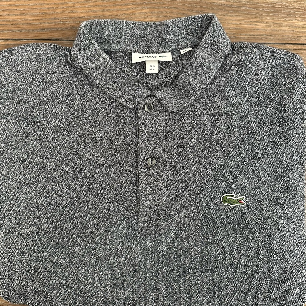 Lacoste Slim Fit Gray Short Sleeve Polo Shirt Size L